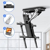 Support de plafond motorisé pour téléviseur 50-90 pouces avec télécommande électrique, rotation et réglage en hauteur, en acier laminé à froid