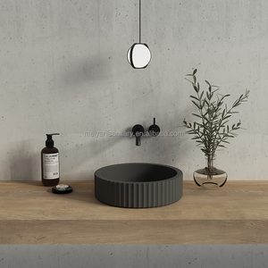 <span class=keywords><strong>Lavabo</strong></span> redondo de cemento gris claro de estilo Industrial, encimera de baño, lavabos de hormigón - Product Image 6