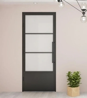 Porte battante en acier et verre de conception française, très vendue, avec isolation acoustique pour villa, salon, hôtel et cave à vin