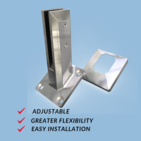 Base d'angle réglable en acier inoxydable pour garde-corps en verre, support de sol pour système de garde-corps en verre extérieur et balcon