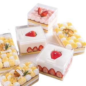 9.5X9.5CM Custom ps hard transparent plastic wedding party candy cookie cake square packaging container with clear lid