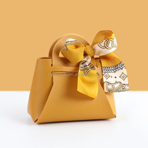 Mini bolso hecho a mano para mujer, nuevo bolso de cuero PU para boda, caja de dulces, diseño de lazo, cinta Kraft, bolso de fiesta, bolsas de papel de regalo - Product Image 5