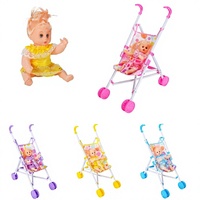 Poussette pour poupée bébé nouveau-né en plastique de 12 pouces, ensemble de jouets de jeu de rôle, poussette pour poupée pour filles