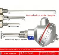 Sonde de température industrielle en acier inoxydable, capteur haute température Pt 100, thermocouple, contrôleur de température
