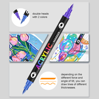 Ensemble de stylo marqueur d'art de peinture acrylique à double tête non toxique permanent pour la peinture de bricolage