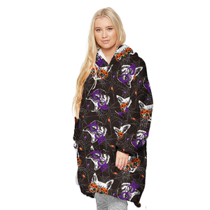 Kawaii-Sweat-shirt Sherpa pour Halloween, chat mignon, animaux de dessin animé, sweat-shirt à capuche surdimensionné et portable, couvertures avec poche géante - Product Image 6