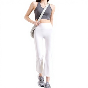 Pantalones de <span class=keywords><strong>yoga</strong></span> ajustados <span class=keywords><strong>para</strong></span> <span class=keywords><strong>mujer</strong></span>, de verano, sin líneas incómodas, control de abdomen, <span class=keywords><strong>para</strong></span> fitness, running, deportes, acampanados, de longitud completa - Product Image 2