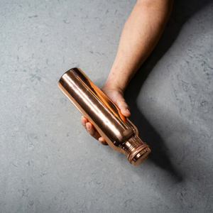 <b>copper</b> water bottle smooth polished metal drinking bottle reusable eco friendly travel kitchen storage <b>screw</b> lid - Product Image 1