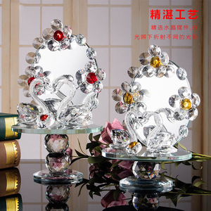 Crystal Swan <b>Mirror</b> Heart Shape White Crystal Decorative Wedding Table Display 1PC Handmade Living Room Decoration - Product Image 5