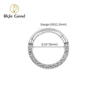 Daith — ensemble de Piercing de cerceau, bagues de Segment articulé en titane, top F136, 16G