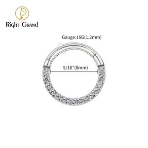 Anillo de titanio con bisagras, 16G, ASTM F136, CNC, CZ, con Clicker, <span class=keywords><strong>Piercing</strong></span> de aro - Product Image 2