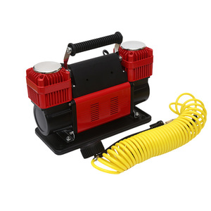 Compresor de Aire Portátil de Doble Cilindro para Neumáticos de Auto, Bomba Metálica de Alta Potencia para Camioneta, SUV, Sedán, con Manguera Amarilla - Product Image 1