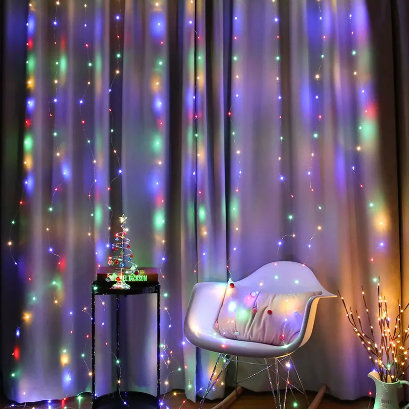 3*3m Rgb Twinkle Colourful fairy string lights Luces Navidad Christmas Led Garland Outdoor Drop Party Curtain Led Lights