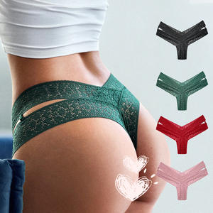 Ventes chaudes 2024, culotte sexy en dentelle ajourée pour femmes, confortable, taille basse, effet push-up, style européen américain, uni - Product Image 2