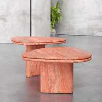 Table d'appoint carrée moderne, style nordique, créative, en travertin rouge naturel, décoration d'intérieur, tables d'appoint pour le salon
