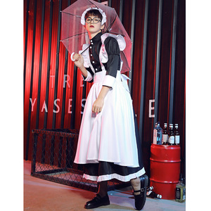Costume de cosplay de femme de chambre, robe en dentelle lolita, vêtements noirs gothiques, <span class=keywords><strong>tenue</strong></span> de carnaval <span class=keywords><strong>pour</strong></span> hommes et femmes, noir et blanc - Product Image 2