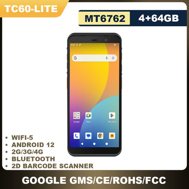 TC60-Lite MT6762 Octa-core 2.0GHz 4+64GB 5.99 Inch Rugged Android 12 GMS 2D Barcode Scanner IP67 4G WIFI for 5.2 NFC CE