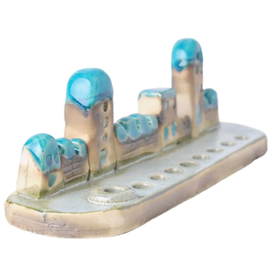 Candelabro personalizado hecho a mano para toda la familia, casa pequeña <span class=keywords><strong>de</strong></span> cerámica turquesa, Hanukkah menorah - Product Image 5