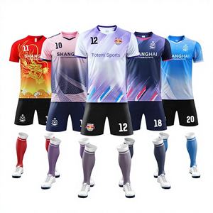 メンズ・レディース半袖サッカー試合練習用チームユニフォーム昇華プリント全身プリントポリエステルチームナンバー入り - Product Image 1