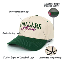 Casquette de baseball unisexe vintage personnalisée de haute qualité, décontractée, à deux tons, structurée à 5 panneaux, brodée en 3D