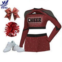 Tenue de cheerleading performante avec strass, imprimé métallique, ensemble complet en spandex haute élasticité pour concours de danse
