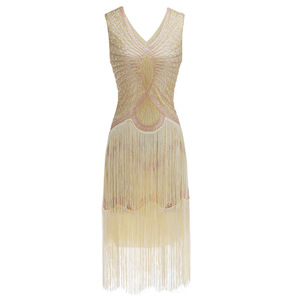 <span class=keywords><strong>Robe</strong></span> <span class=keywords><strong>vintage</strong></span> sans manches à sequins et pompons faits à la main en cachemire diamanté style A-line, collection Printemps 2019 – Article phare - Product Image 3