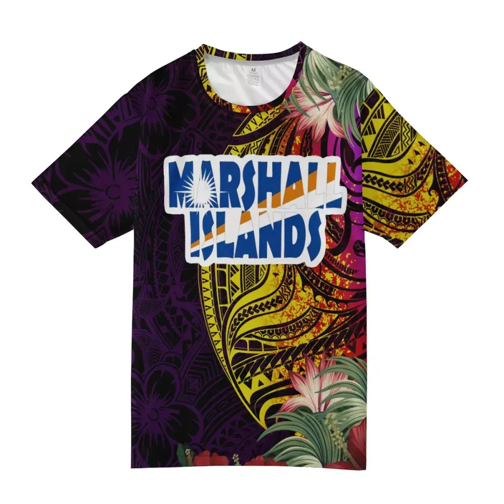 Kaus Khusus Gratis Kualitas Tinggi Warna Rasta Warna Polynesian Tribal Desain Kaus Model Kepulauan Marshall Kaus Pria Ukuran Plu 5XL