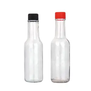 Penjualan Laris Botol Saus Kaca Bulat Bening Food Grade 90Ml 150Ml 160Ml dengan Topi