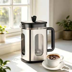 Cafetière à piston en verre borosilicate et acier inoxydable, résistante à la chaleur, design moderne et portable pour la maison/le café - Product Image 1
