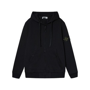 <span class=keywords><strong>Sweat</strong></span>-shirt à <span class=keywords><strong>capuche</strong></span> pour homme en coton, style mode urbaine, avec broderie effet pierre 1:1, couleur unie, manches style insulaire, fermeture éclair style badge, collection automne - Product Image 2