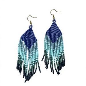 Bohemian Star Shaped Multicolor Seed Beads Lead Cadmium & AZO Free Fringe <b>Earrings</b> for Women's Parties or Gifts - Product Image 6