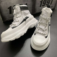 Chaussures pour hommes en cuir véritable noir et blanc, à lacets, respirantes, avec embout anti-collision, semelle épaisse rehaussante, confortables pour la marche urbaine