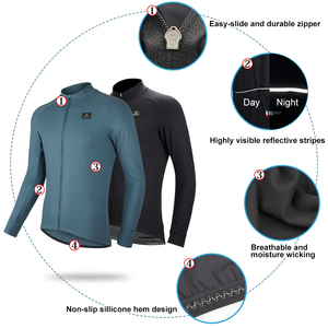 Darevie Negro <span class=keywords><strong>Azul</strong></span> <span class=keywords><strong>Ciclismo</strong></span> Ropa térmica de invierno Transpirable Absorbe la humedad Super Suave <span class=keywords><strong>Ciclismo</strong></span> Jersey térmico - Product Image 3