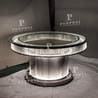 Table à gâteau de mariage et d'événements de 120 cm avec supports en cristal K9 blanc et éclairage LED pour décoration