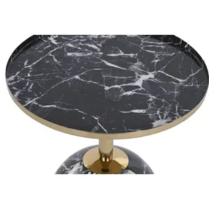 TABLE D'APPROCHE EN FER 41x41x47 EFFET MARBRE NOIR - Product Image 2