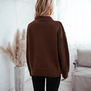 Maglione da <span class=keywords><strong>Donna</strong></span> Lavorato a Maglia con Collo Rotondo, Maniche Lunghe, Vestibilità Ampia, Tinta Unita, Maglia Spessa per Autunno Inverno - Product Image 2