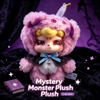 Peluche Kawaii Dark Hug, Chien Noir Tacheté Gothique avec Écharpe et Clochette, Jouet en Peluche Mignon de Collection