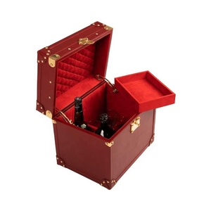 Màu Đỏ Chính Hãng Đa Chức Năng Sang Trọng Vuông Lưu Trữ Lớn Trang Trí Thân Cây PU Da Rượu Vang Hộp Quà Tặng - Product Image 5