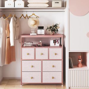Lindo Dormitorio Estante Cómoda <span class=keywords><strong>Niñas</strong></span> Habitación 2 Estantes Marco de metal <span class=keywords><strong>Armarios</strong></span> altos Cómodas Cajones Soporte de TV Cómoda - Product Image 6