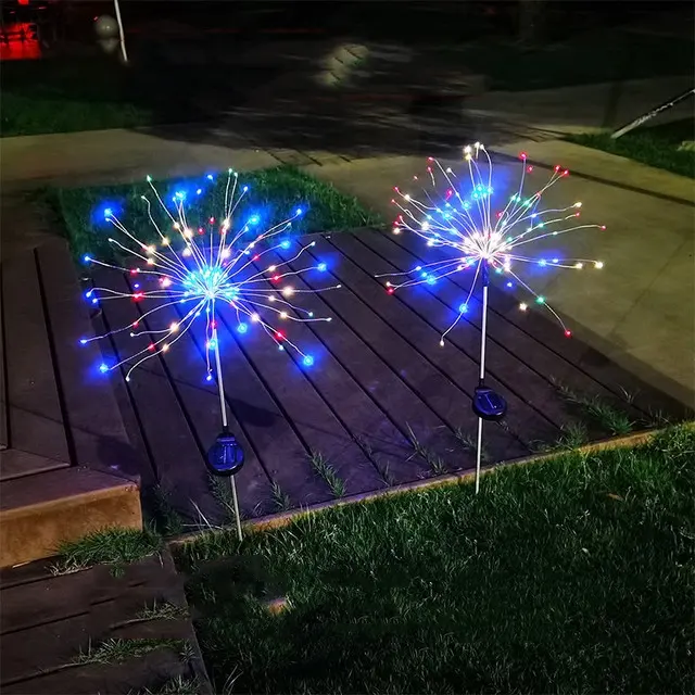 Led Solar Firework Lights Fairy Garland Outdoor Lawn Lights Christmas Decoration Copper Wire Solar LED Firework Light