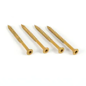 สกรูฮาร์ดแวร์สีเหลืองคุณภาพสูง Decking Nili ดาวสกรูหยักตัดหางสกรู Chipboard Torx