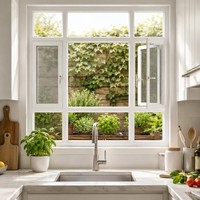 Ventana Abatible de Aluminio con Doble Vidrio, Resistente al Viento y a Huracanes, Diseño Moderno, Ventana para Casa