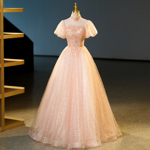 Elegant Tulle Dress Women Adult Formal Wear Stage Performance Gown Solid Color Polyester Fiber - Product Image 2