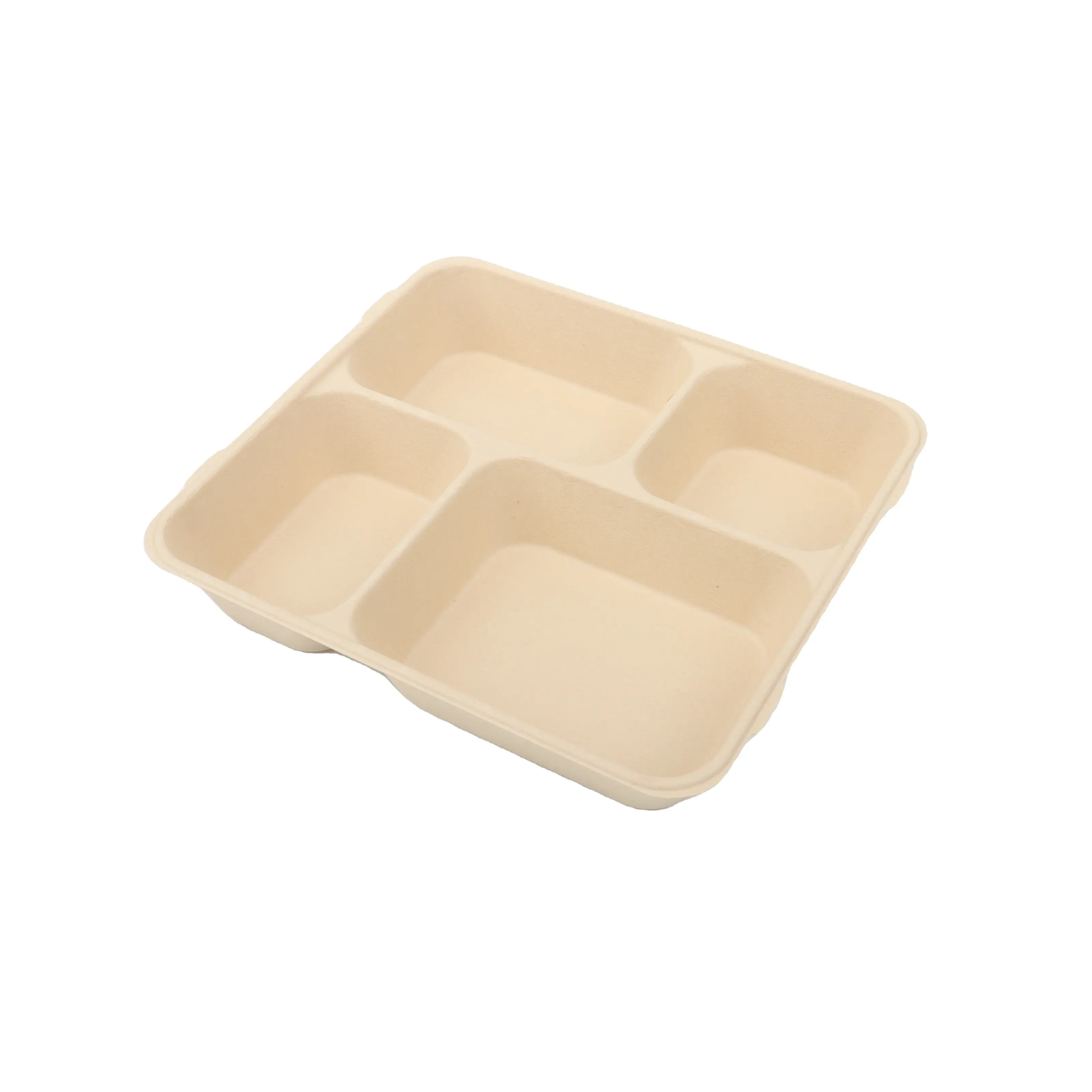 2024 Hot Seal Bagasse Biodegradable Food Containers Disposable 4 Compartment Food Packaging Trays