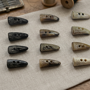 Natural Horn Flatback Toggles Rectangle Pattern Mesh Decoration Ethnic Clothes Jeans Bags Overcoat DIY Garment Accessories B.S - Product Image 1