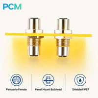 Conector M12 A-Code de 5 Pines Hembra a Hembra para Montaje en Panel, con Protección IP67 para Gabinetes de Automatización Industrial