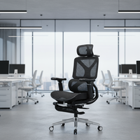 Chaise de bureau moderne entièrement en maille, ergonomique et luxueuse, avec accoudoirs réglables, soutien lombaire et design pliable pour usage en atelier
