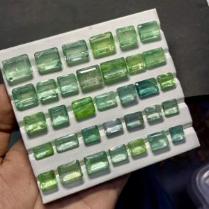 Piedras preciosas facetadas de fluorita verde en forma de octágono para la fabricación de joyería, precio al por mayor. - Product Image 1