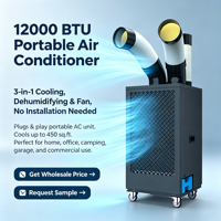 Climatiseur portable 12000 BTU, sans installation, prêt à l'emploi, avec minuterie 24h pour atelier, garage, tente, usage commercial