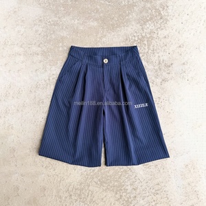 High Quality Custom Casual Baggy Striped Denim Fabric <b>Shorts</b> for Men High Waist Oversized Summer Striped Jeans Denim <b>Shorts</b> - Product Image 1
